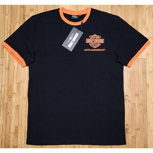 Harley-Davidson 120th Anniversary Ringer Tee Shirt Black Men's M Logo Graphic
